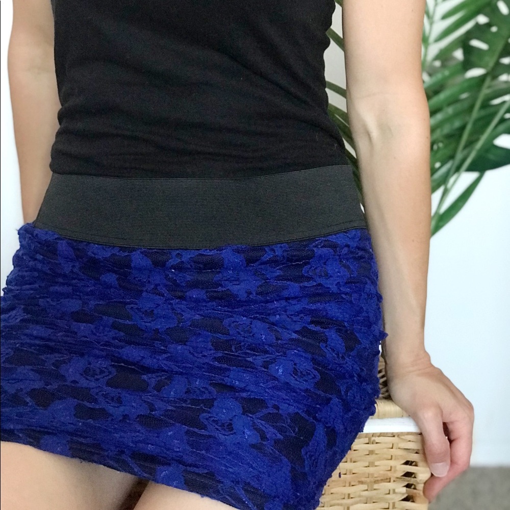 Charlotte Russe Blue Lace Mini Skirt